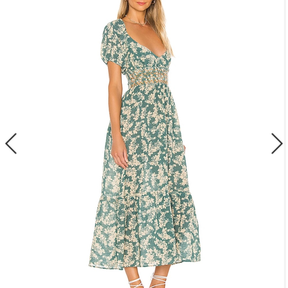 Free People Ellie Floral Smocked Boho Maxi Dress size L